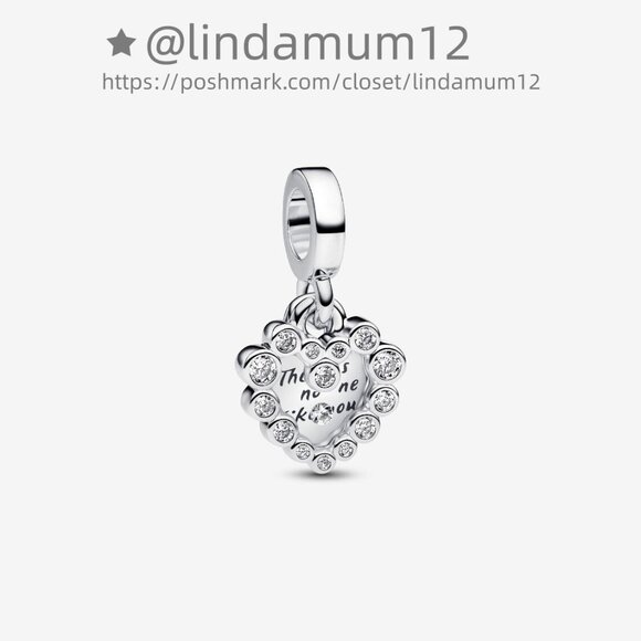 Pandora Sparkling Heart Double Dangle Charm - Picture 2 of 6